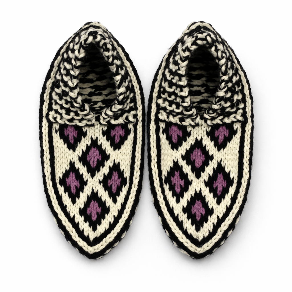 Handmade Wool Slippers – Limited Pattern Edition Model 4 "Diamond"