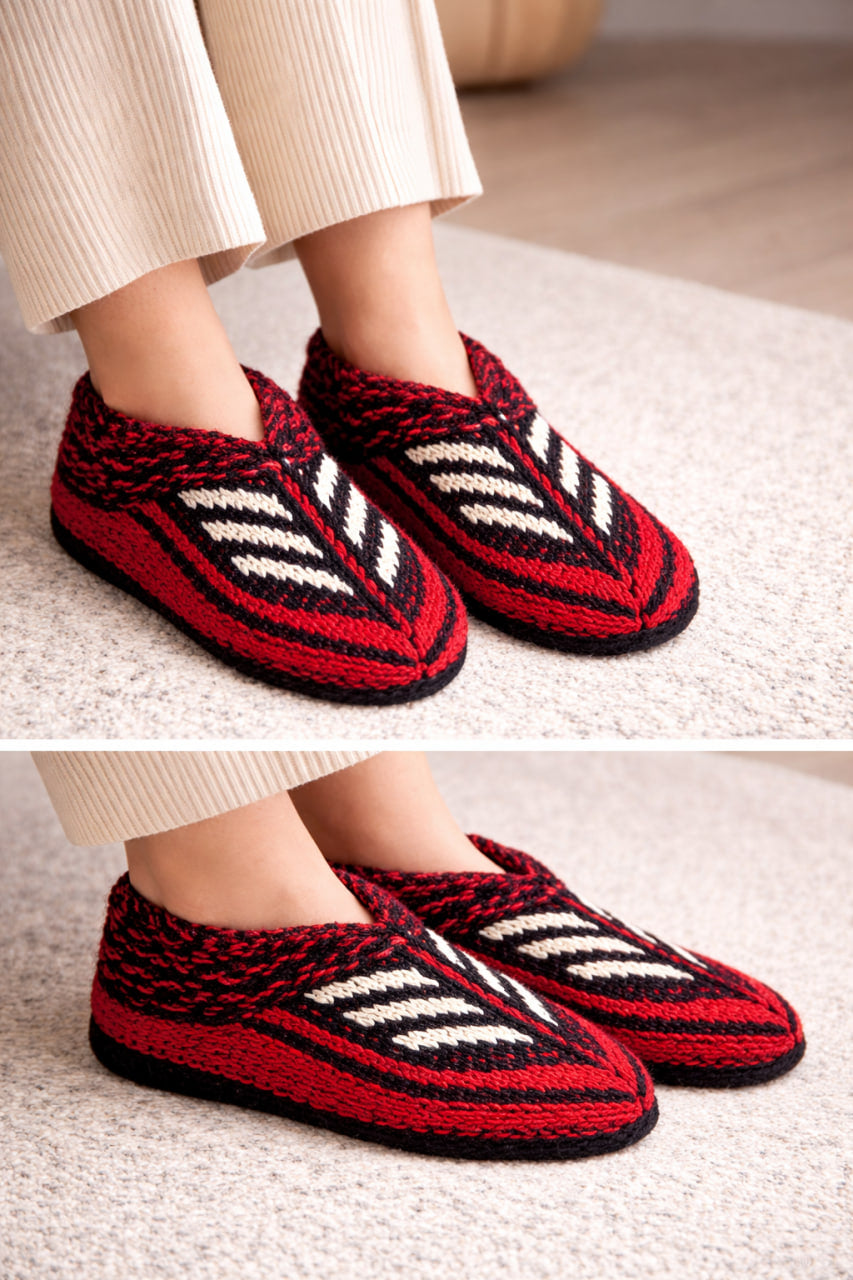 Handmade Wool Slippers – Limited Pattern Edition Model 1 "Chevron Pattern"