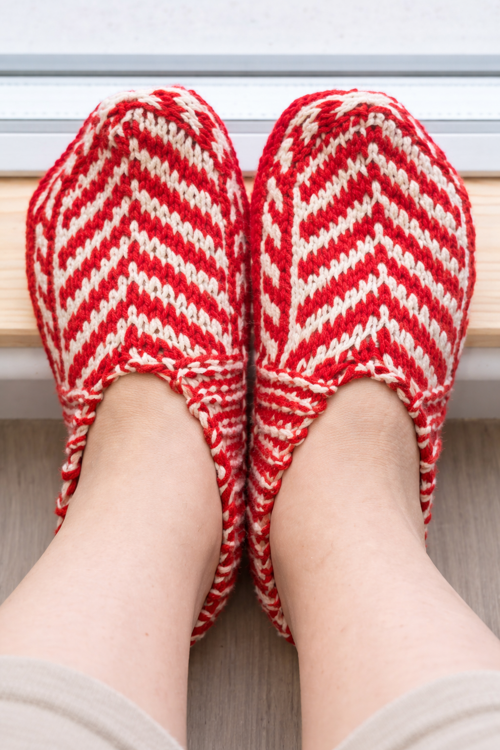 Handmade Wool Slippers – Limited Pattern Edition Model 2 "Red"