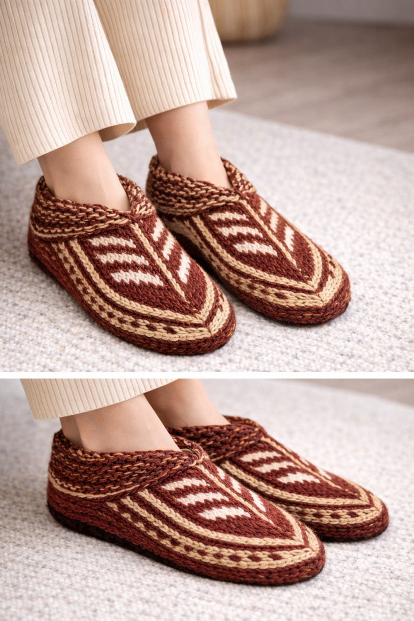 Handmade Wool Slippers – Limited Pattern Edition Model 1 "Chevron Pattern"
