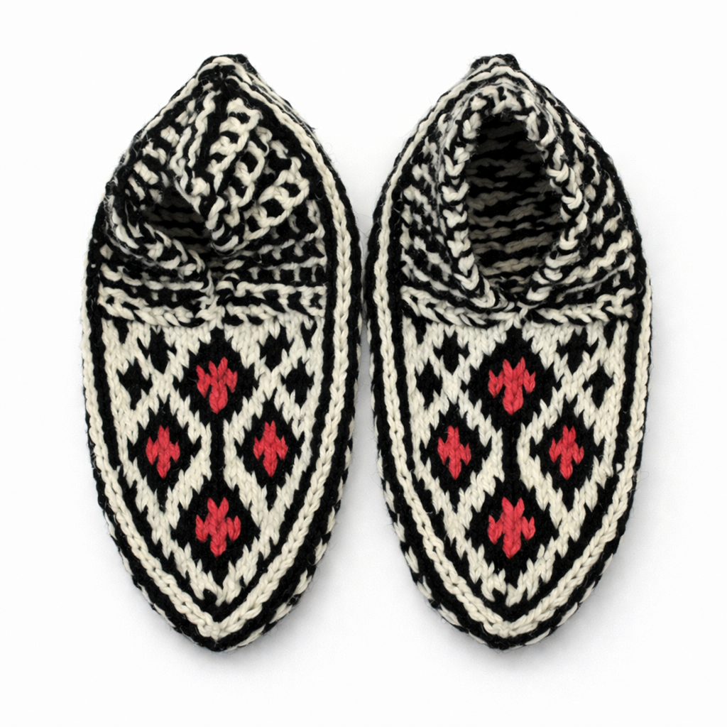 Handmade Wool Slippers – Limited Pattern Edition Model 4 "Diamond"