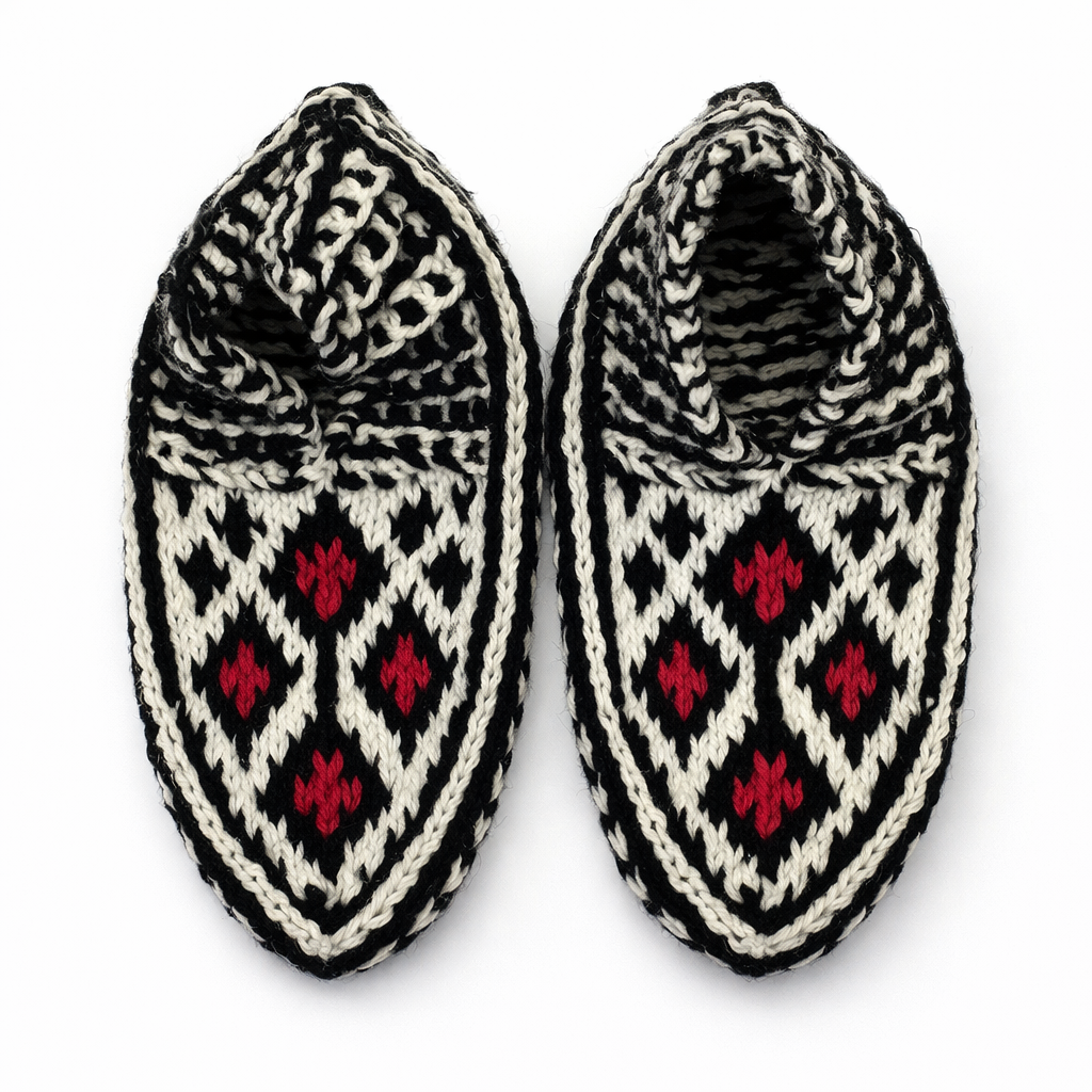 Handmade Wool Slippers – Limited Pattern Edition Model 4 "Diamond"