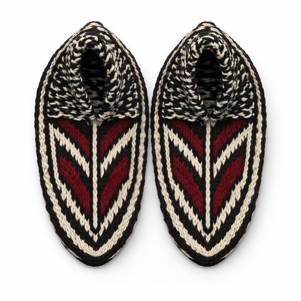 Handmade Wool Slippers – Limited Pattern Edition Model 1 "Chevron Pattern"