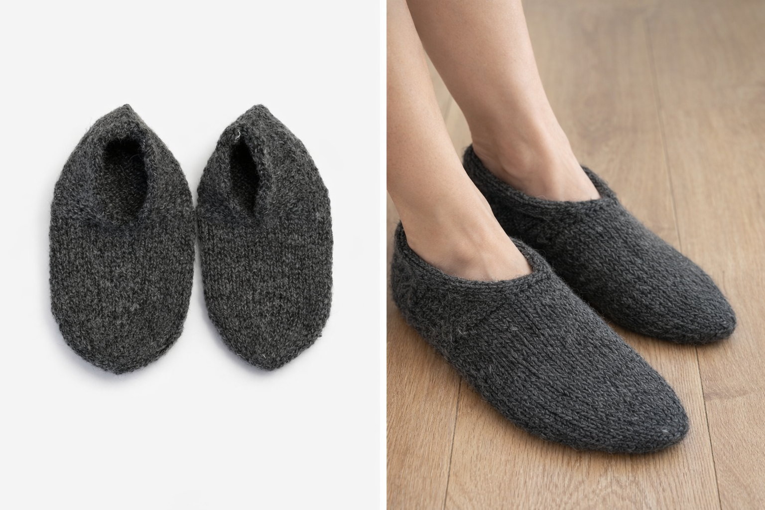 Handmade Wool Slippers – Limited Pattern Edition Model 10 "Gray"