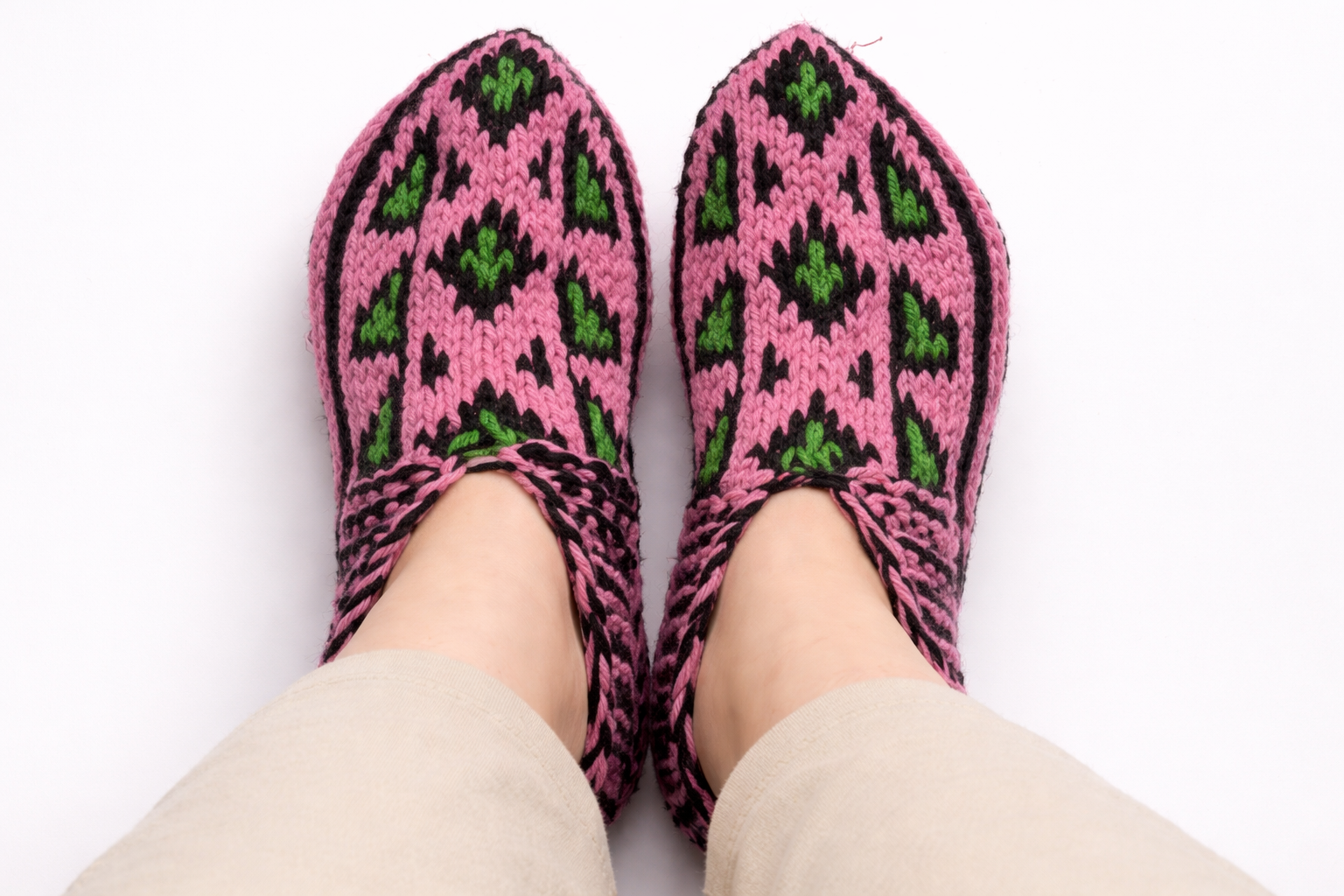 Handmade Wool Slippers – Limited Pattern Edition Model 6 "Pink"