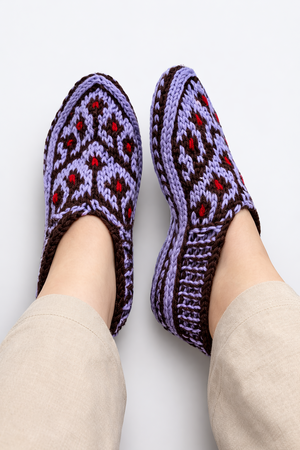 Handmade Wool Slippers – Limited Pattern Edition Model 5 "Purple"